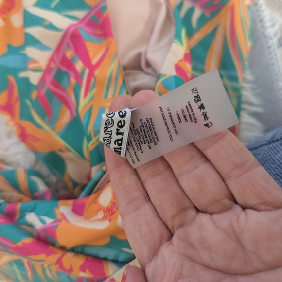 NEW Women's Maree Maree Swimsuit 6 One Shoulder Ruffle Orange Teal Pink - Picture 2 of 4